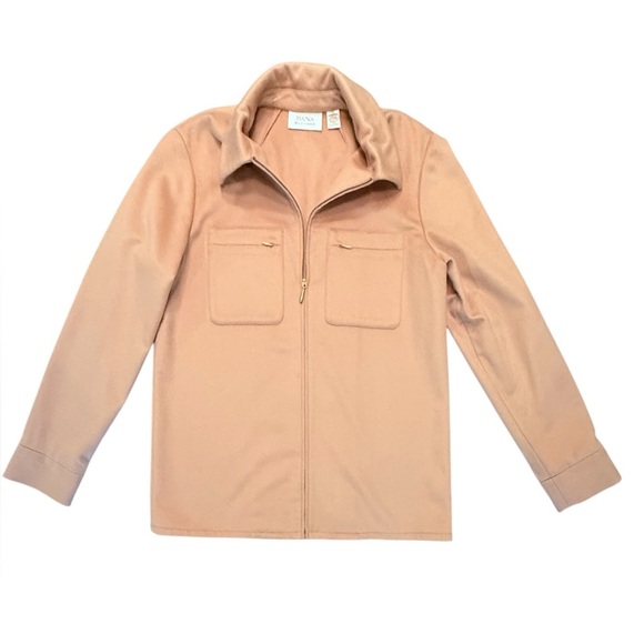Dana Buchman Tan 100% Cashmere Zip Front Jacket Size 10/Medium MSRP $575 - Picture 1 of 9